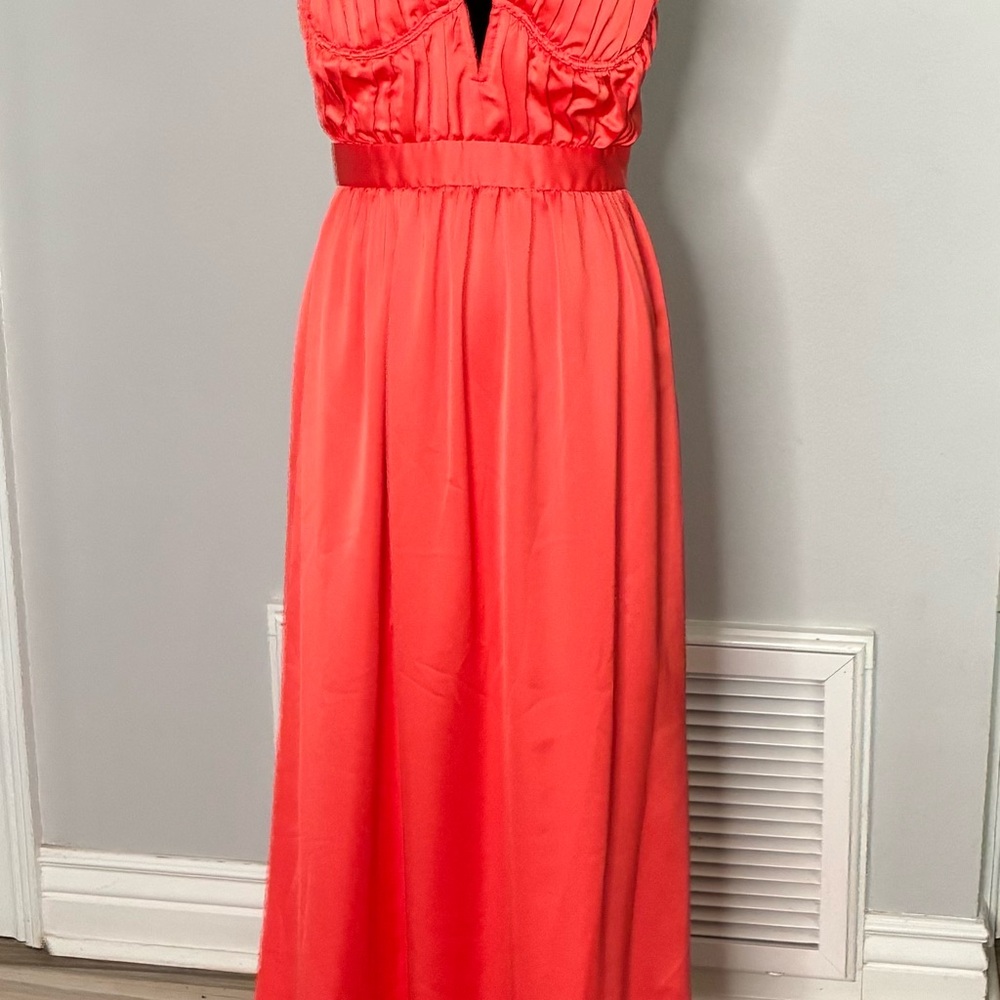 Ramy Brook NWT Becky Guava Gown Ruched Boning V Neck Slit Maxi Dress Size 6